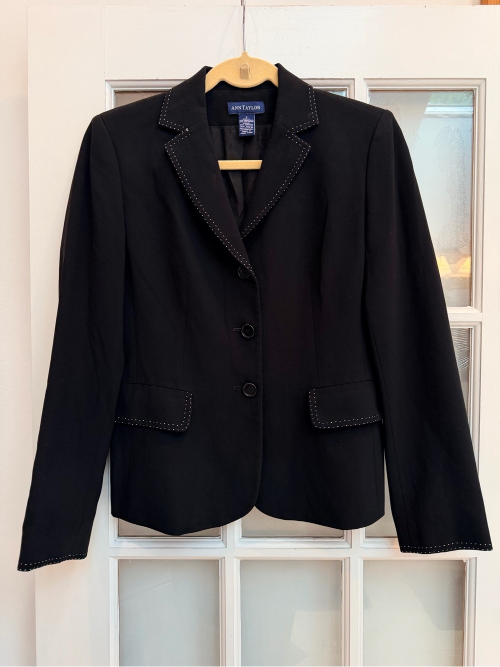 Vintage Ann Taylor Chic Y2K Black Tailored Women's Blazer Jacket Size 2 XS